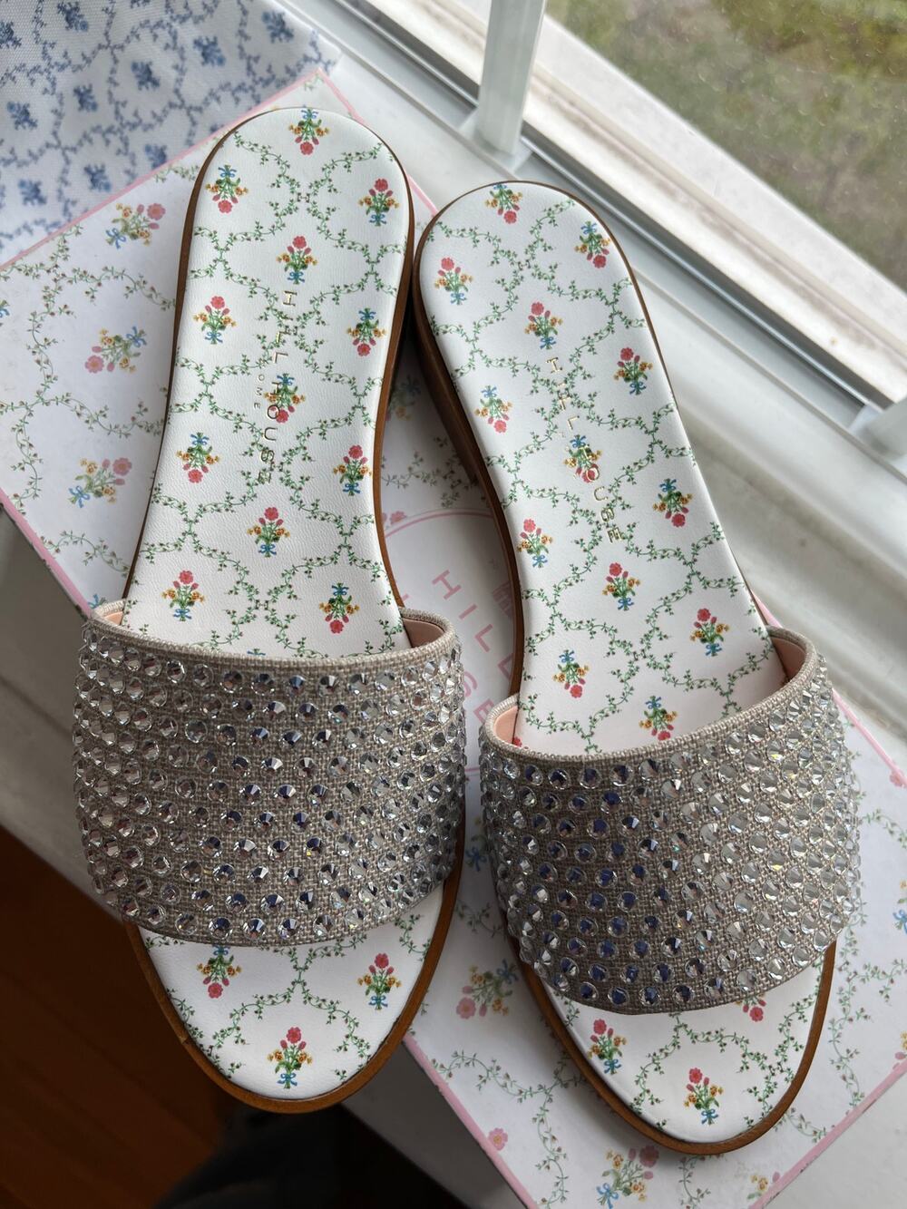 NWT Hill House Home Summer Slides Sz 8 - ✨ Crystal Embellished Resort Sandal ✨